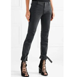 Nili Lotan Bradley Washed Black Pants 6 ankle ties NWT $375